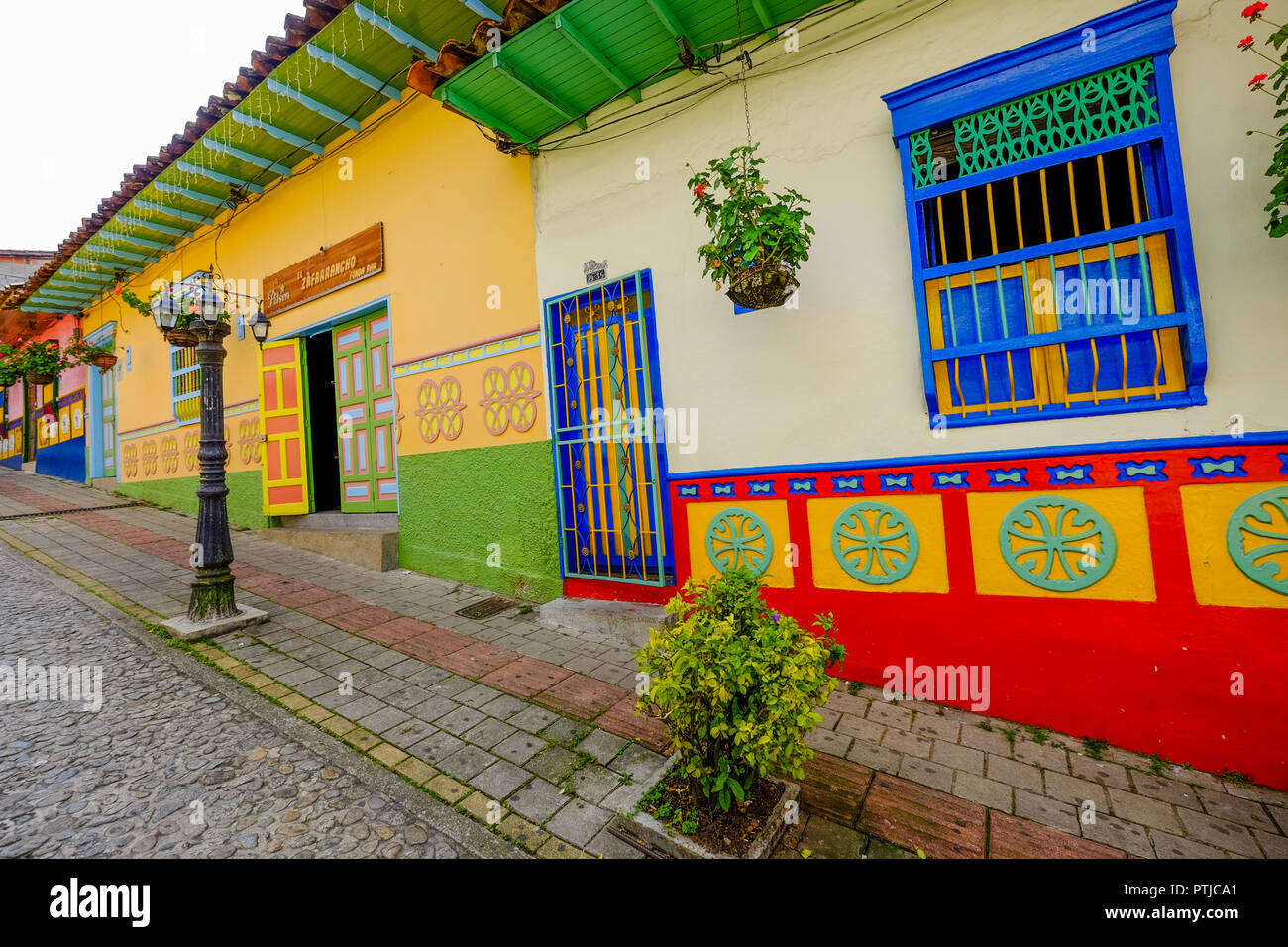 Colourful Streets of GUATAPE - COLOMBIA Stock Photo