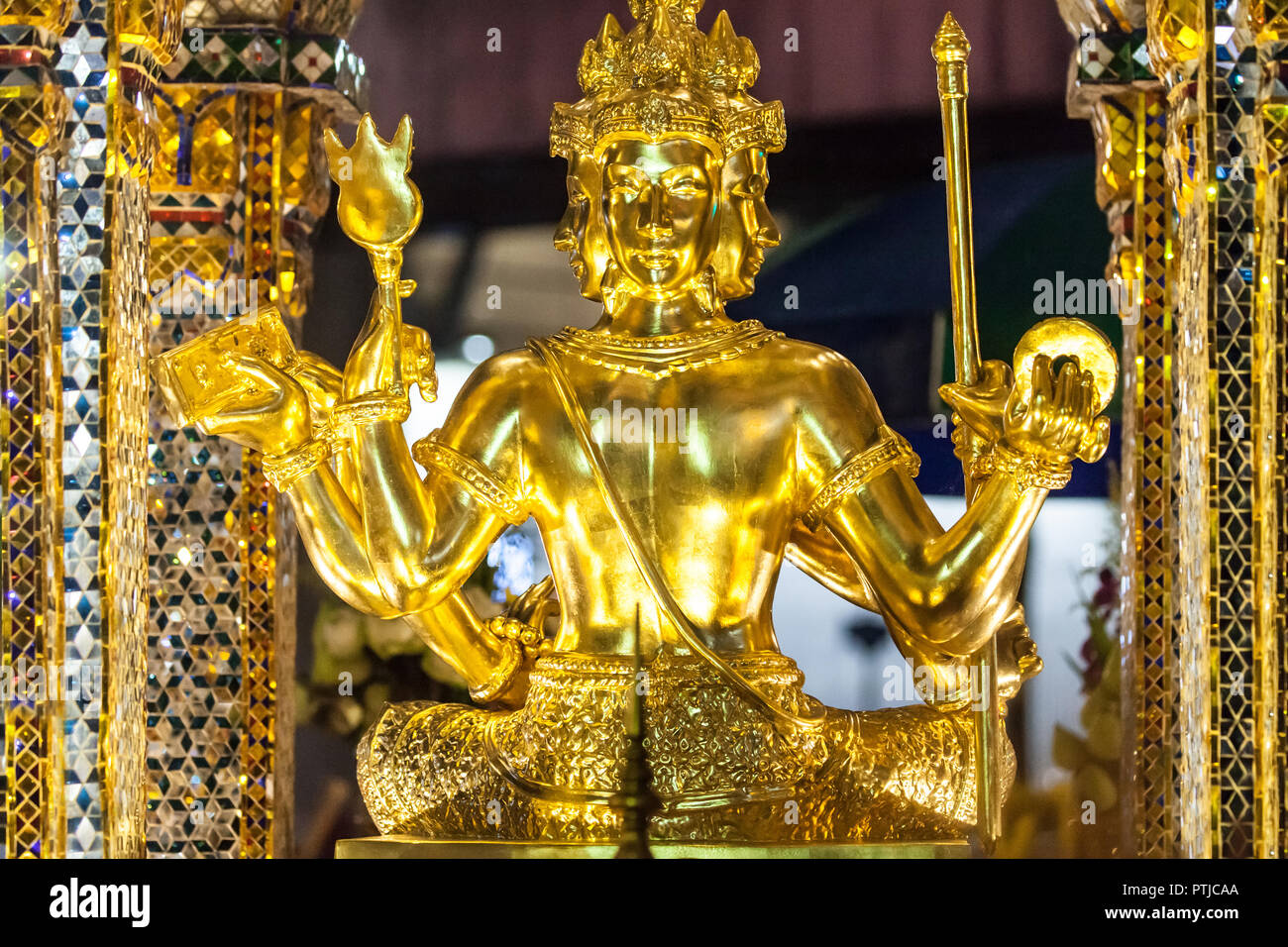Phra Phrom statue at Erawan Shrine, Bangkok, Thailand. Stock Photo
