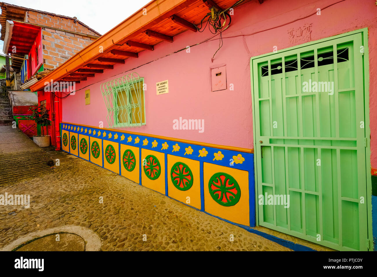 Colourful Streets of GUATAPE - COLOMBIA Stock Photo