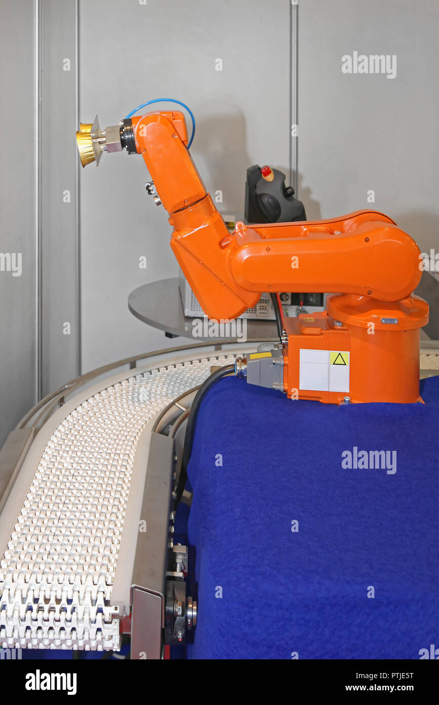Robotic Arm at Automated Production Line in Factory Stock Photo - Alamy