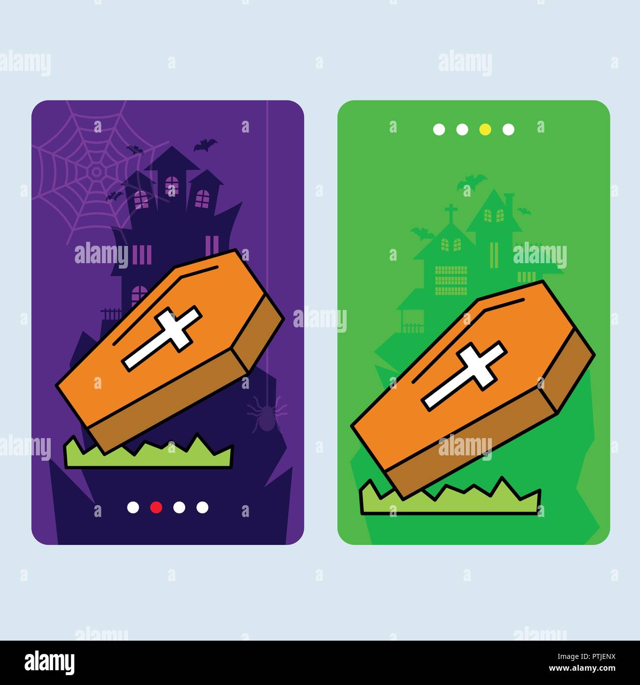 Happy Halloween invitation design with coffins vector Stock Vector ...