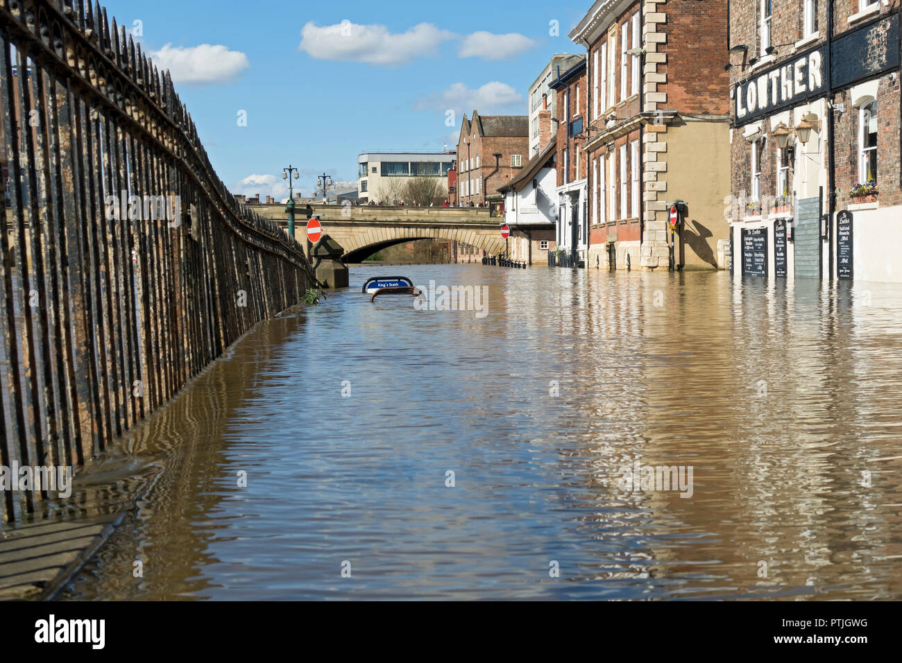 Floodwater at Kings Staith. Stock Photo
