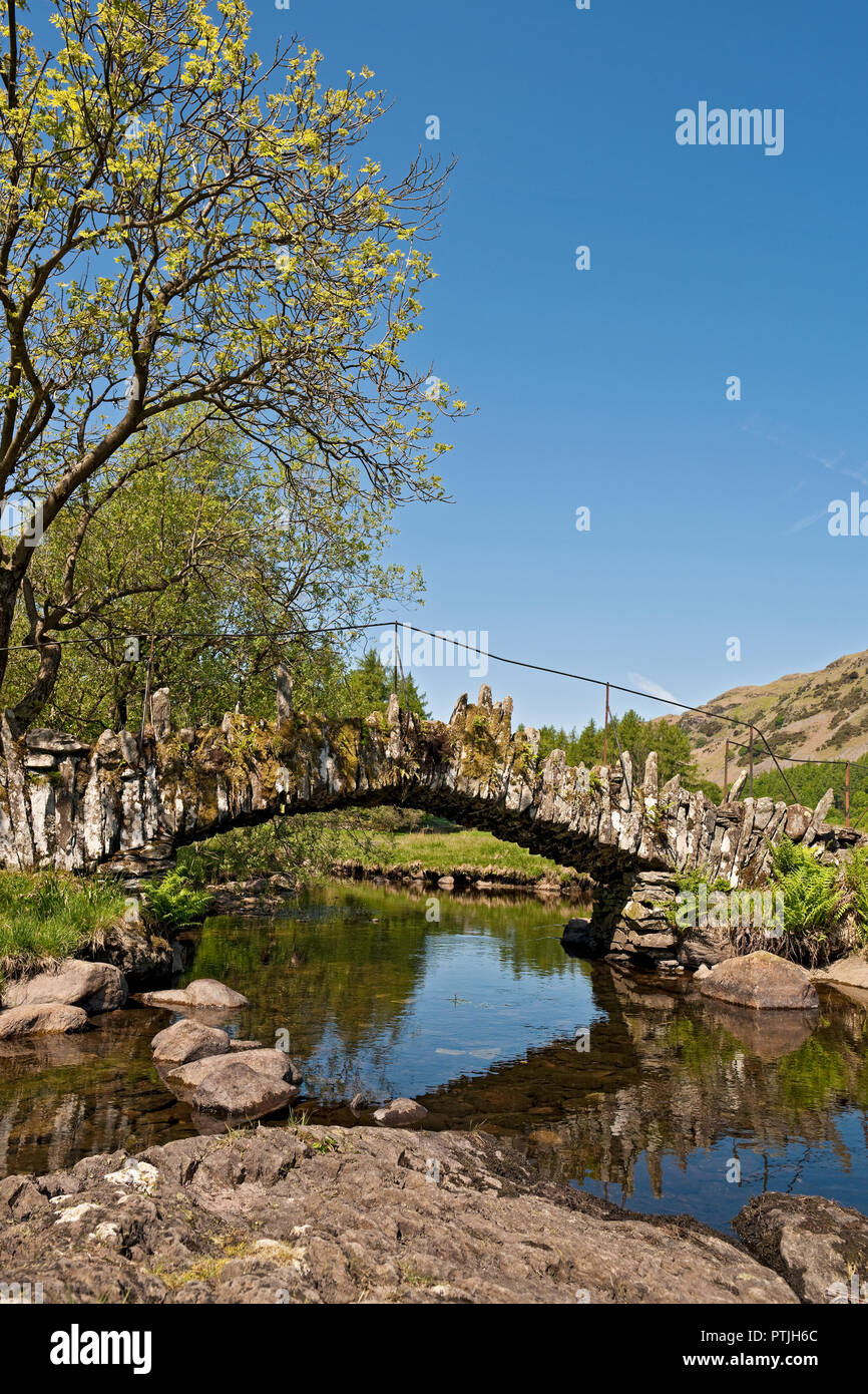 Slaters Bridge over the River Brathay in Summer. Stock Photo