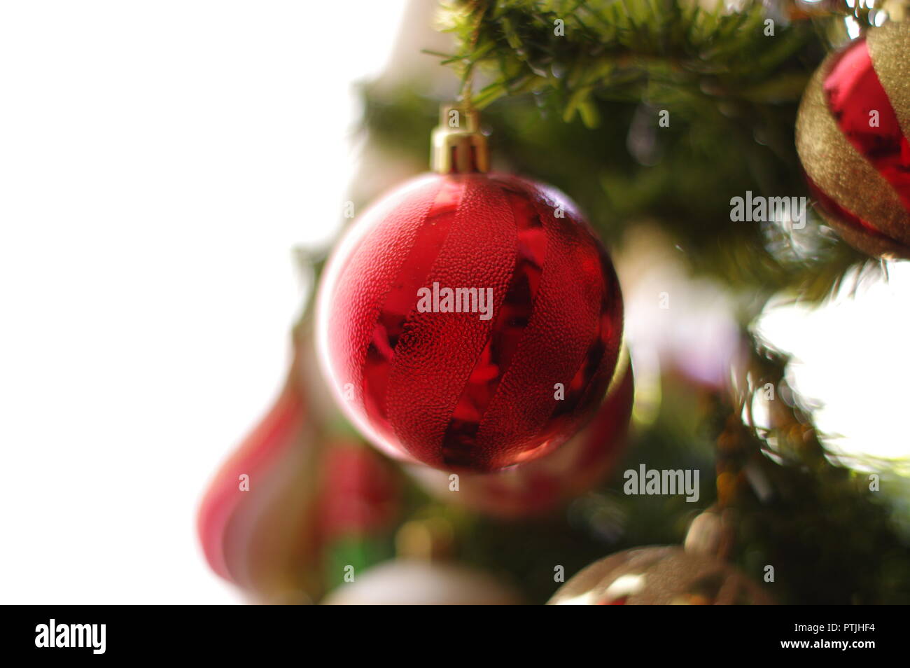 Christmas Santa Claus holiday Ornament  with beautiful tree on the non focused background Stock Photo