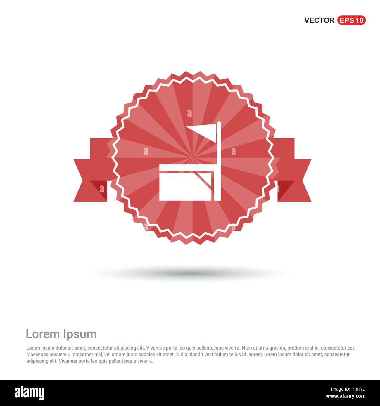 Football Corner Flag Icon Red Ribbon Banner Stock Vector Art