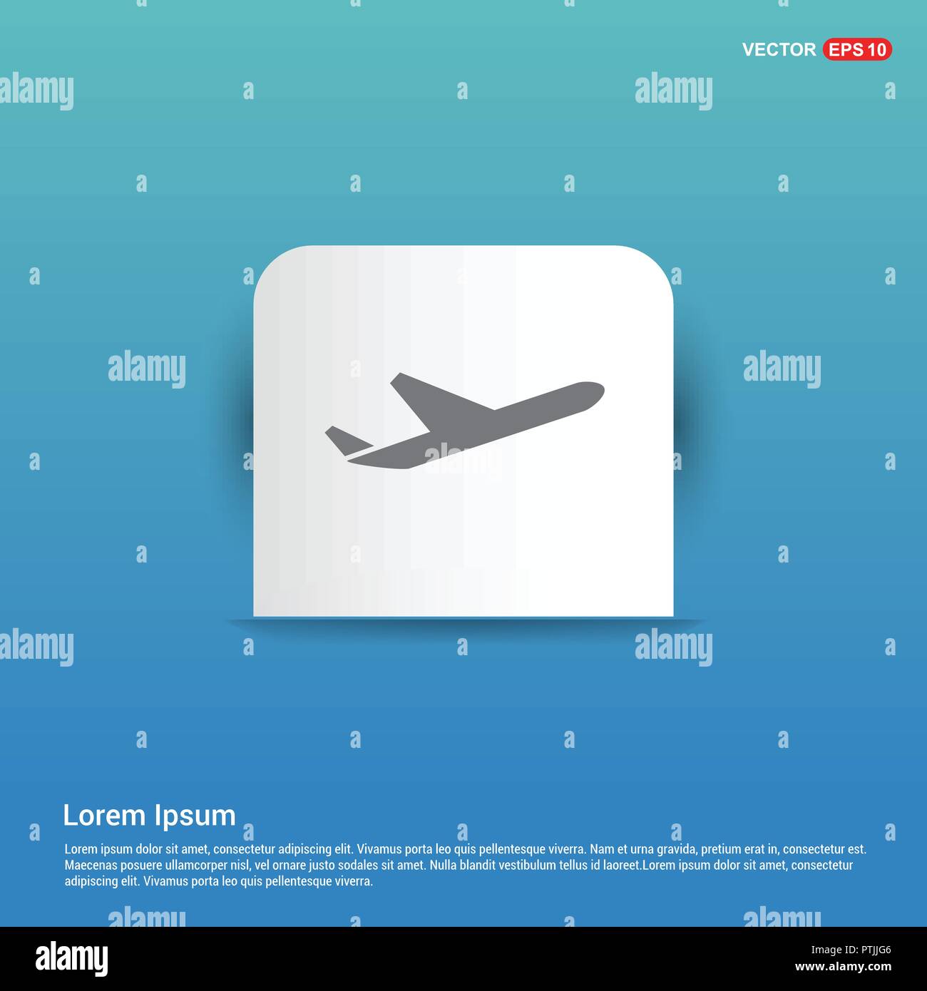 Airplane icon - Blue Sticker button Stock Vector