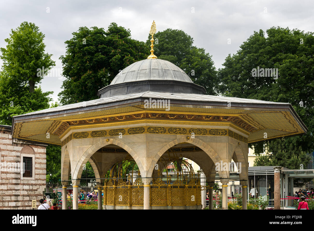 The ablution fountain outside of the Hagia Sophia museum on a Spring ...