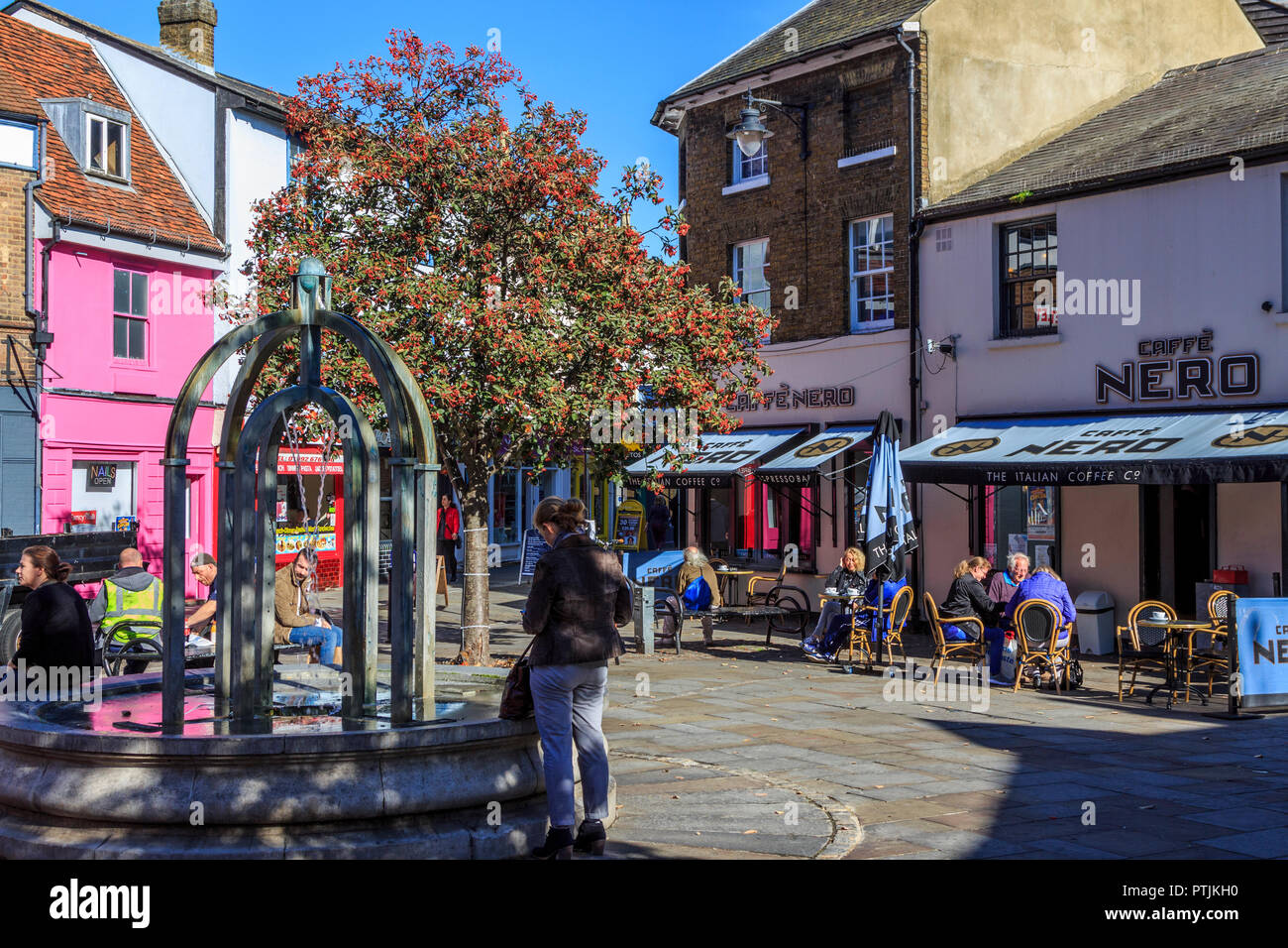 Hertford town centre shopping and attractions, the county town of Hertfordshire, England Stock Photo