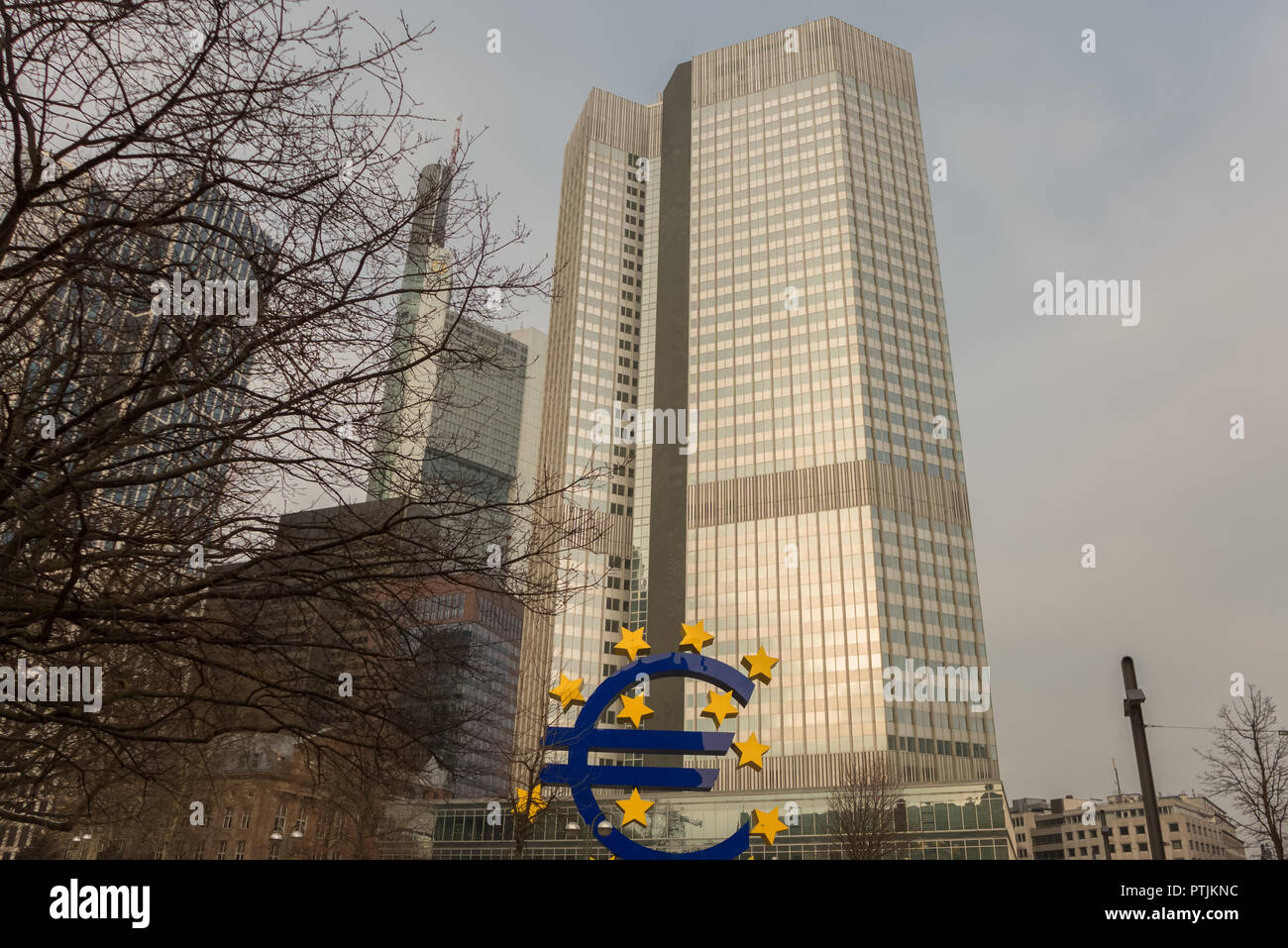 FRANKFURT(MAIN),GERMANY - MARCH 03,2018:Gallusanlage These are business buildings of banks and insurances.The skyscrapers are in the centre of the cit Stock Photo