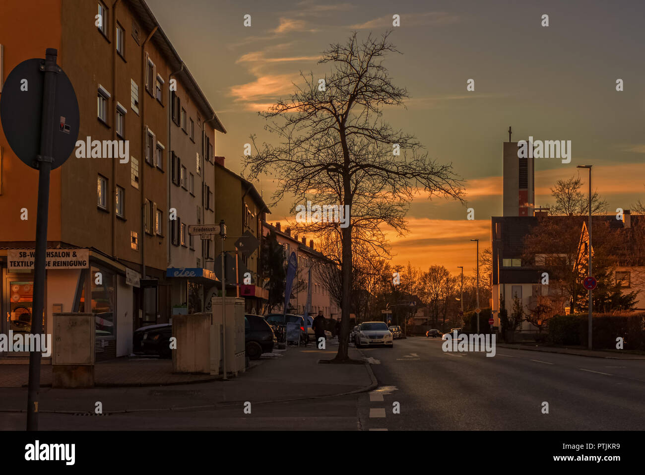 A colorful evening in Boeblingen Stock Photo