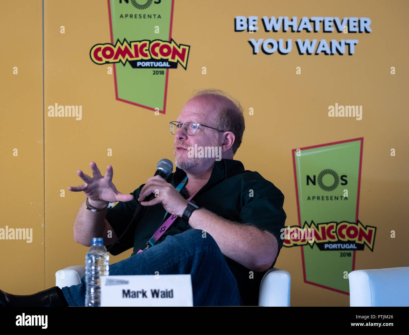 DC Comics writer Mark Waid attends a panel at Comic Con Portugal day 3 ...