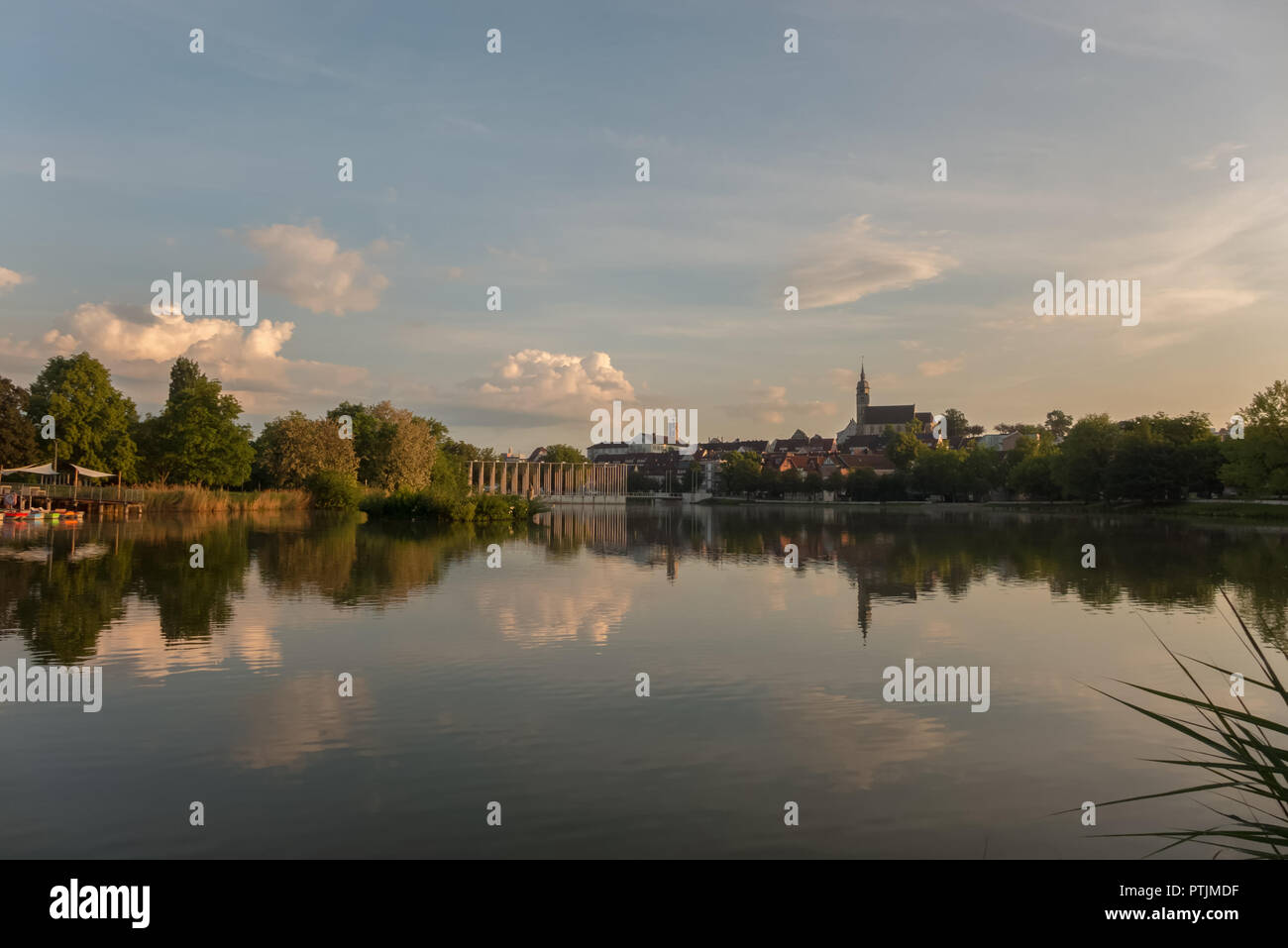 A lake in a public park of a German town Stock Photo