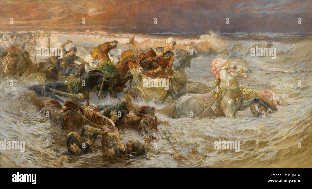 Bridgman Frederick Arthur - Pharaoh and His Army Engulfed by the ...