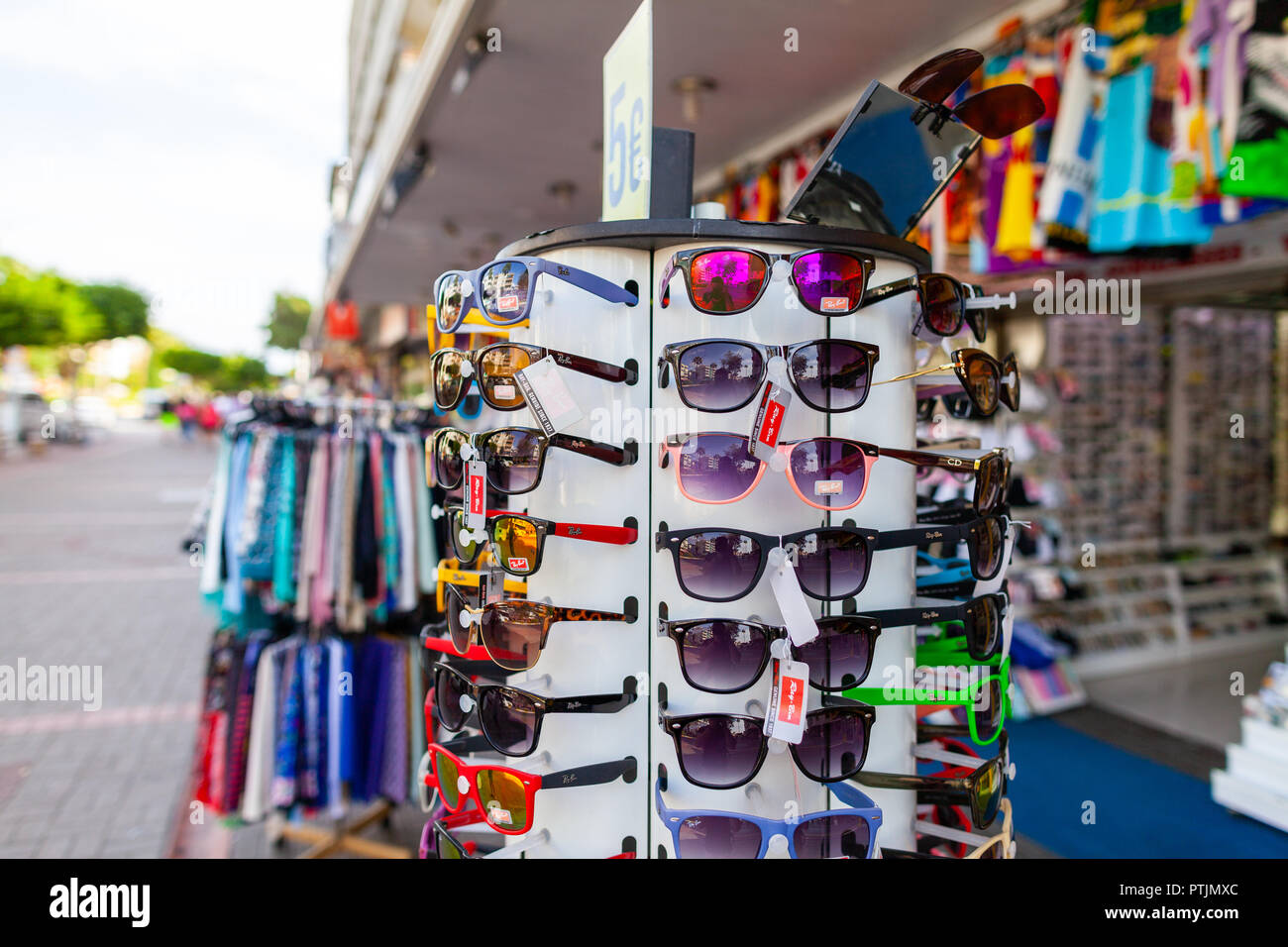 ALANYA TURKEY SEPTEMBER 30 2018 Sunglasses from Ray Ban