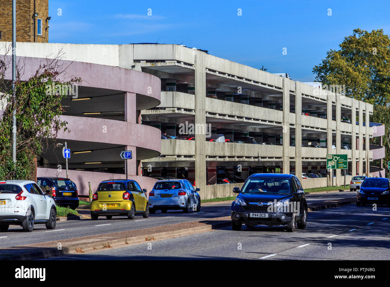 1960's design concrete multi storey car park, Hertford town centre
