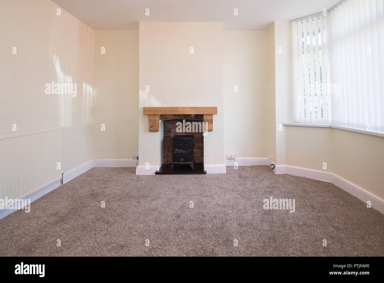 Lounge in terraced house, typical home for first time buyer Stock Photo