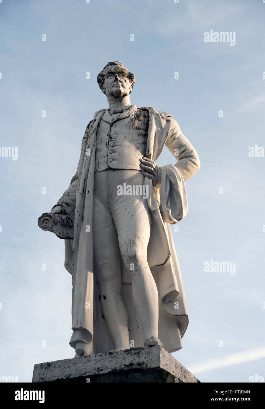 Statue of Sir Robert Peel, previous Prime Minister and founder of the Metrolitan Police force. Stock Photo