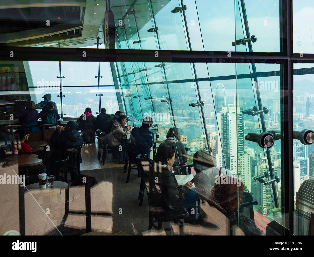 Hong Kong Peak Cafe - Pacific Coffee Shop on Victoria Peak Hong Kong Stock Photo