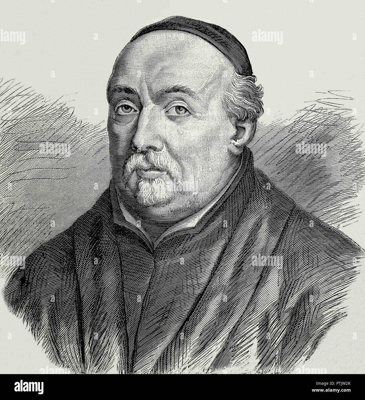 Jean Bolland (1596 - 1665). Belgian Jesuit editor of the Acta Sanctorum (Acts of the Saints). Line engraving. Stock Photo