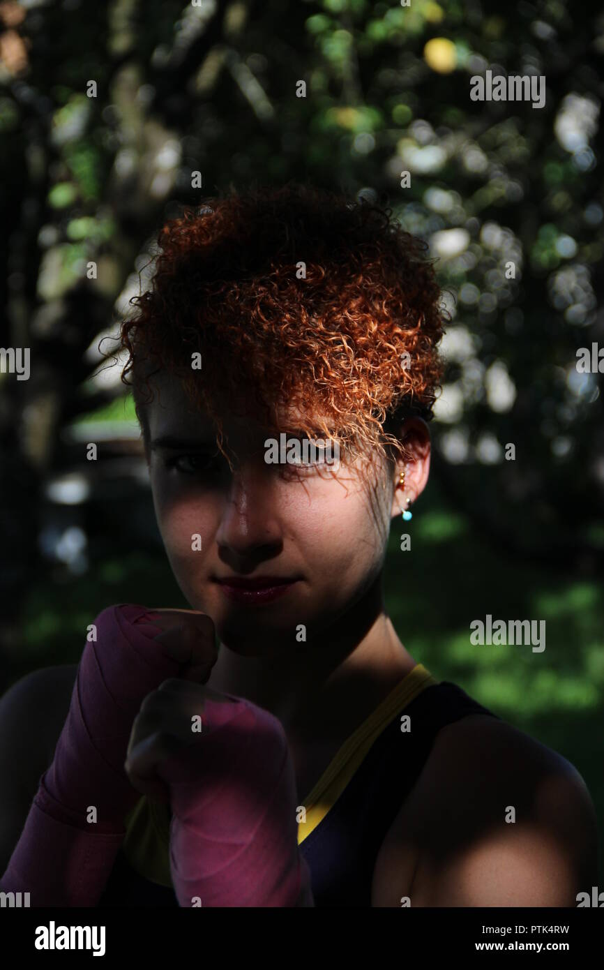 Female kick-boxing model Stock Photo