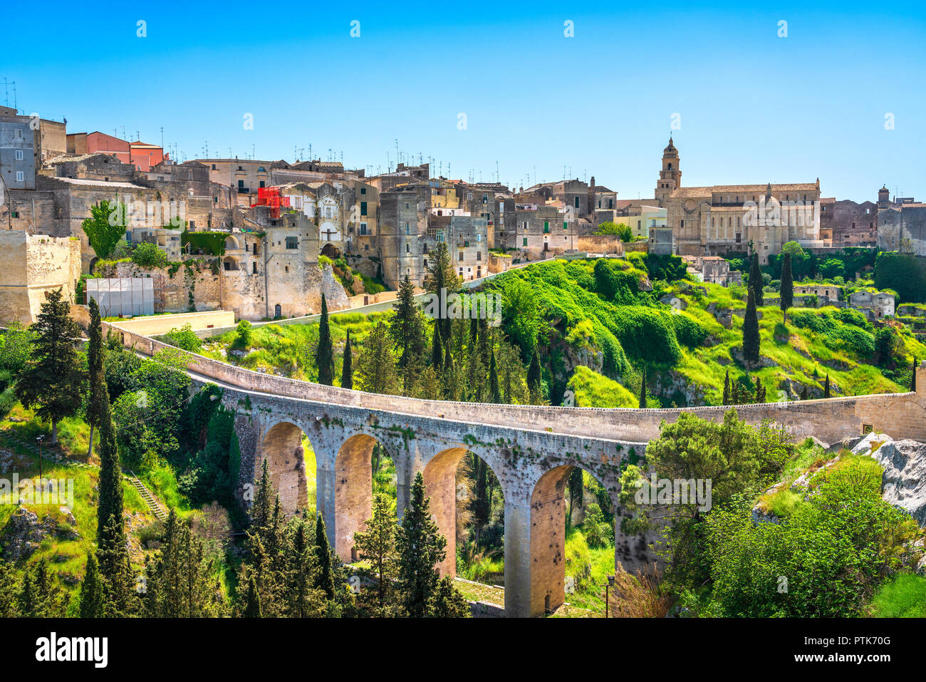 Gravina in Puglia ancient town, bridge and canyon. Apulia, Italy. Europe Stock Photo