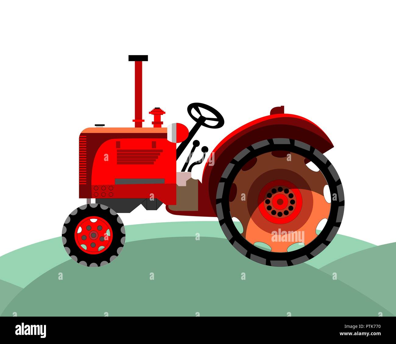 Red Farm Tractor Cartoon · Creative Fabrica