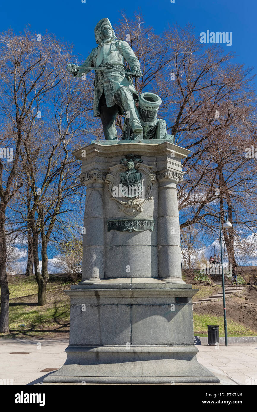 Monument to Peter Jansen Wessel, better known as Peder Tordensheld - a prominent figure of the Danish navy during the Great Northern War, Vice Admiral Stock Photo