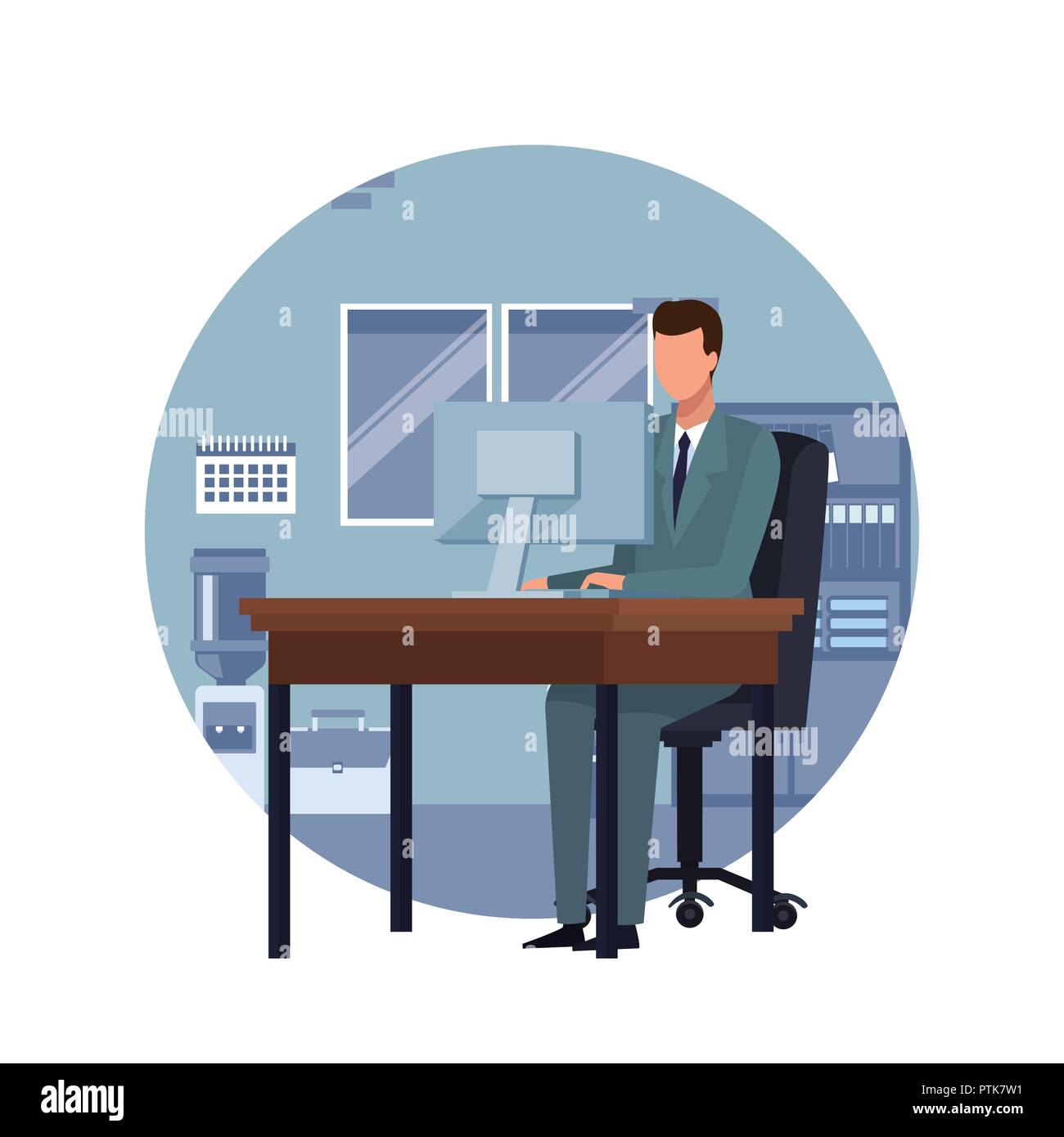 Businessman working on computer cartoon Stock Vector Image & Art - Alamy
