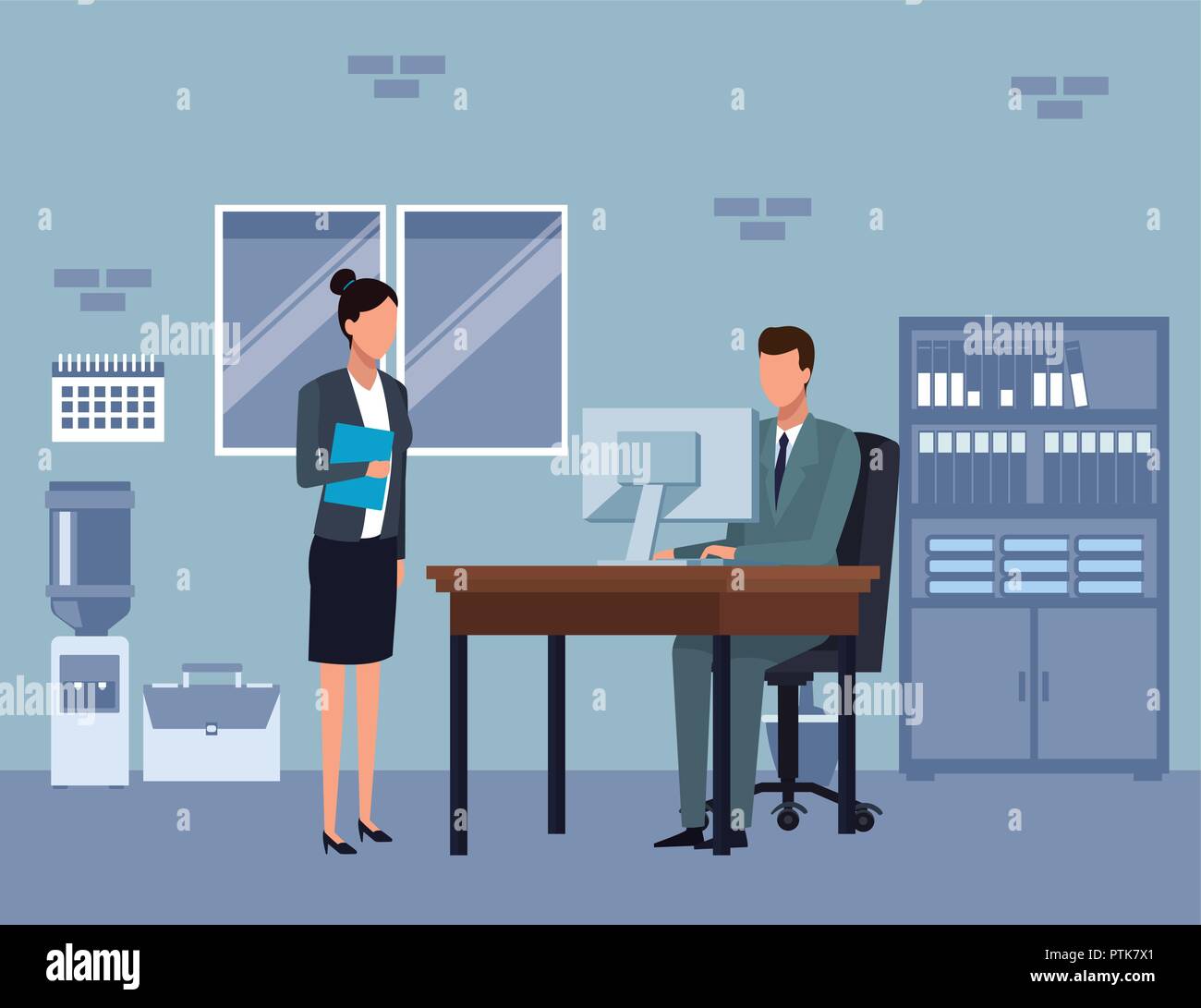 Colleagues desk Stock Vector Images - Alamy