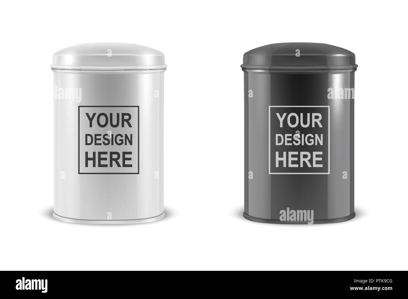 Download Vector Realistic 3d White And Black Blank Metal Aluminium Tea Tin Can Container With Cap Oval Or Circle Shape Set Closeup Isolated On White Background Design Template For Mockup Packaging Baby Powder