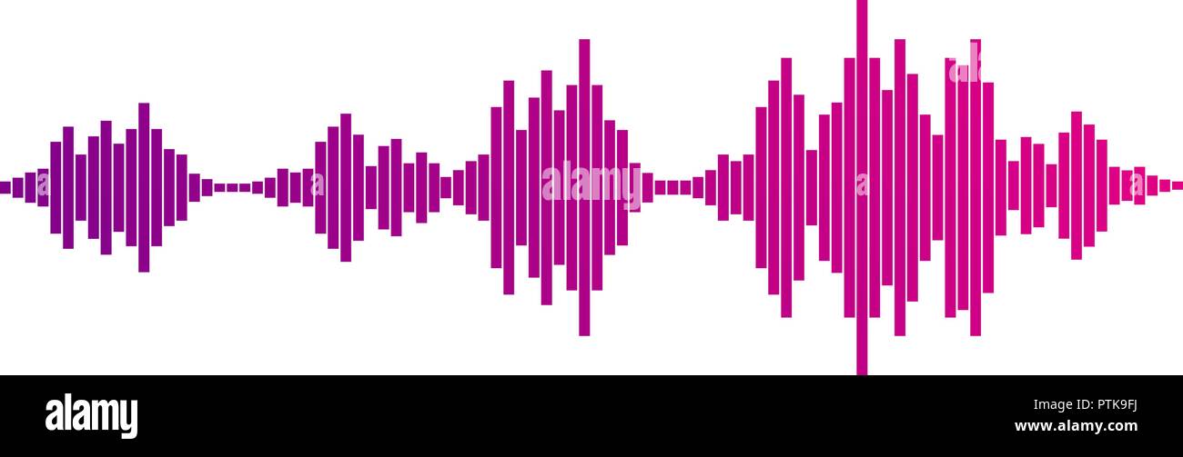 Pink violet Sound waves Stock Vector