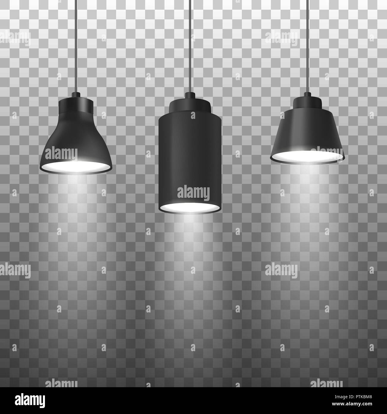 Vector Realistic 3d Black Spotlights Or Hang Ceiling Lamp
