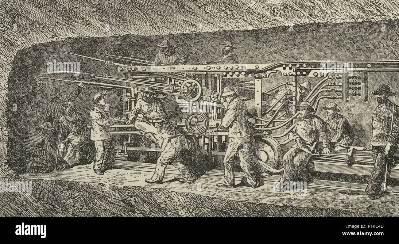 Boring Machine used for the Mont Cenis Tunnel Stock Photo