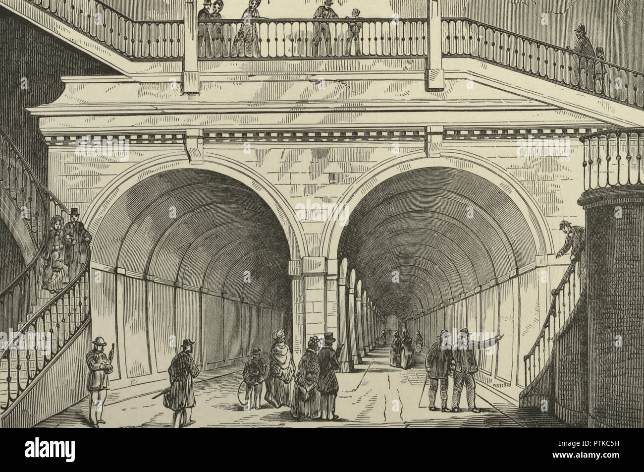 The Thames Tunnel as it appeared when originally opened for traffic Stock Photo