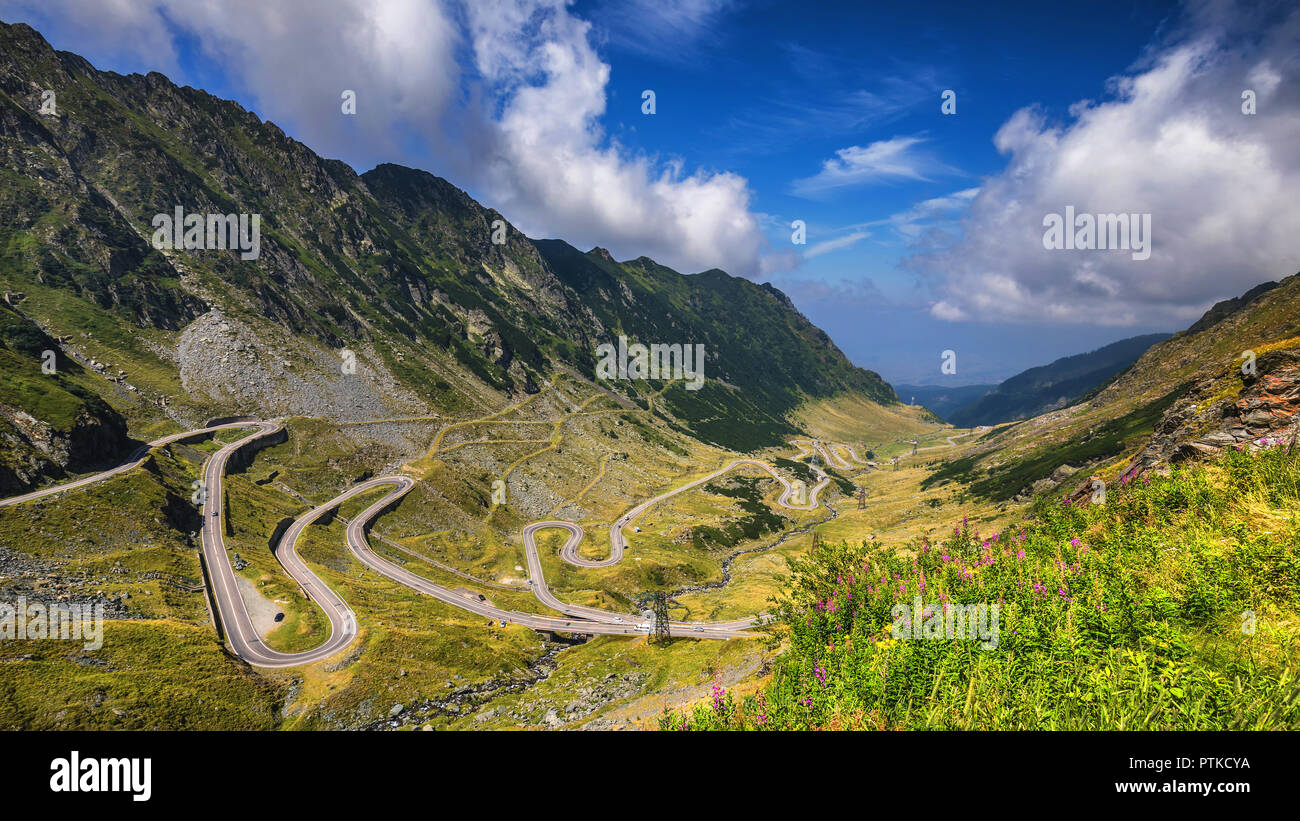 Transfagarasan pass in summer. Crossing Carpathian mountains in Romania ...