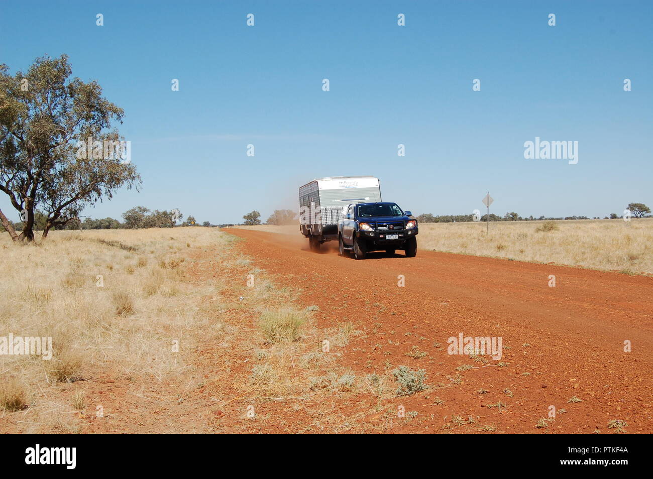 Caravan travel in outback Stock Photo