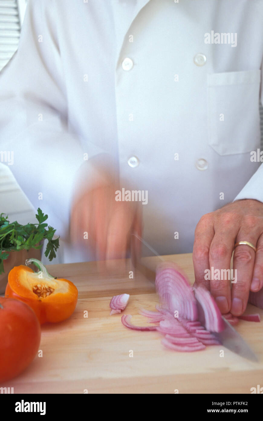 Chefs hands cutting onion on hi-res stock photography and images - Alamy