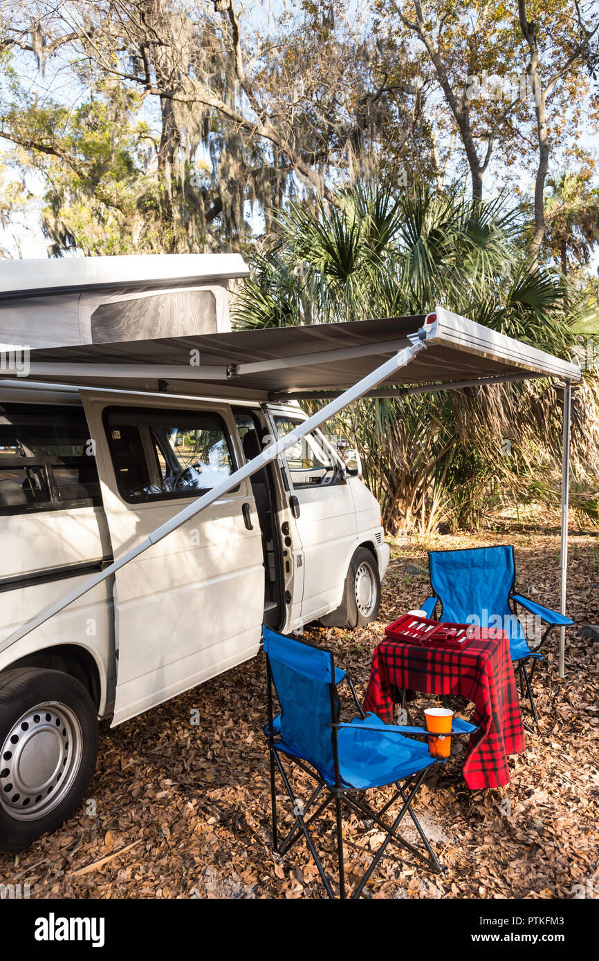 Volkswagon van camper in campground, Florida, USA Stock Photo Alamy