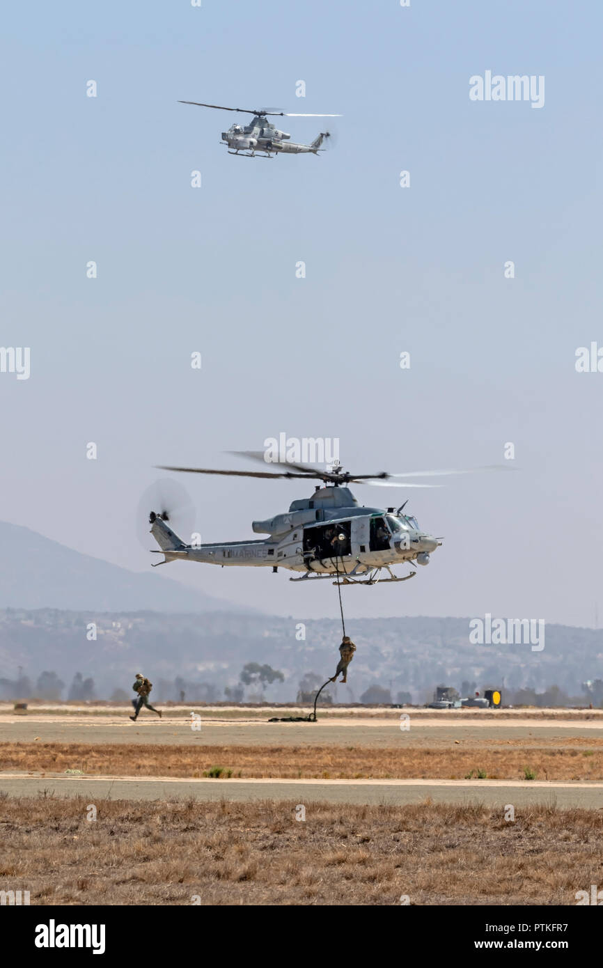 Helicopter performs the MAGTF at the Miramar Air Show Stock Photo