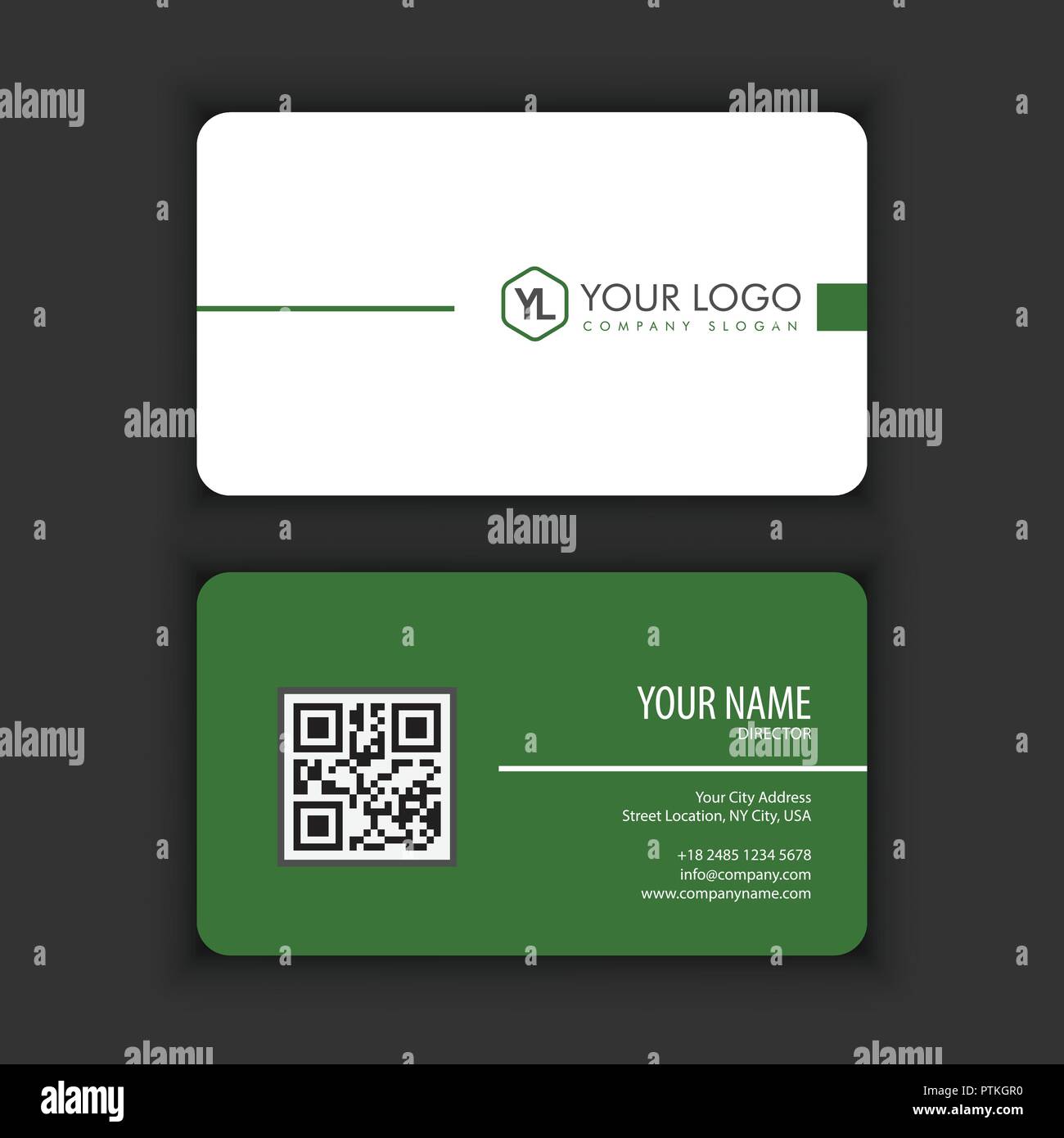 Modern Creative and Clean Business Card Template with green color Stock ...