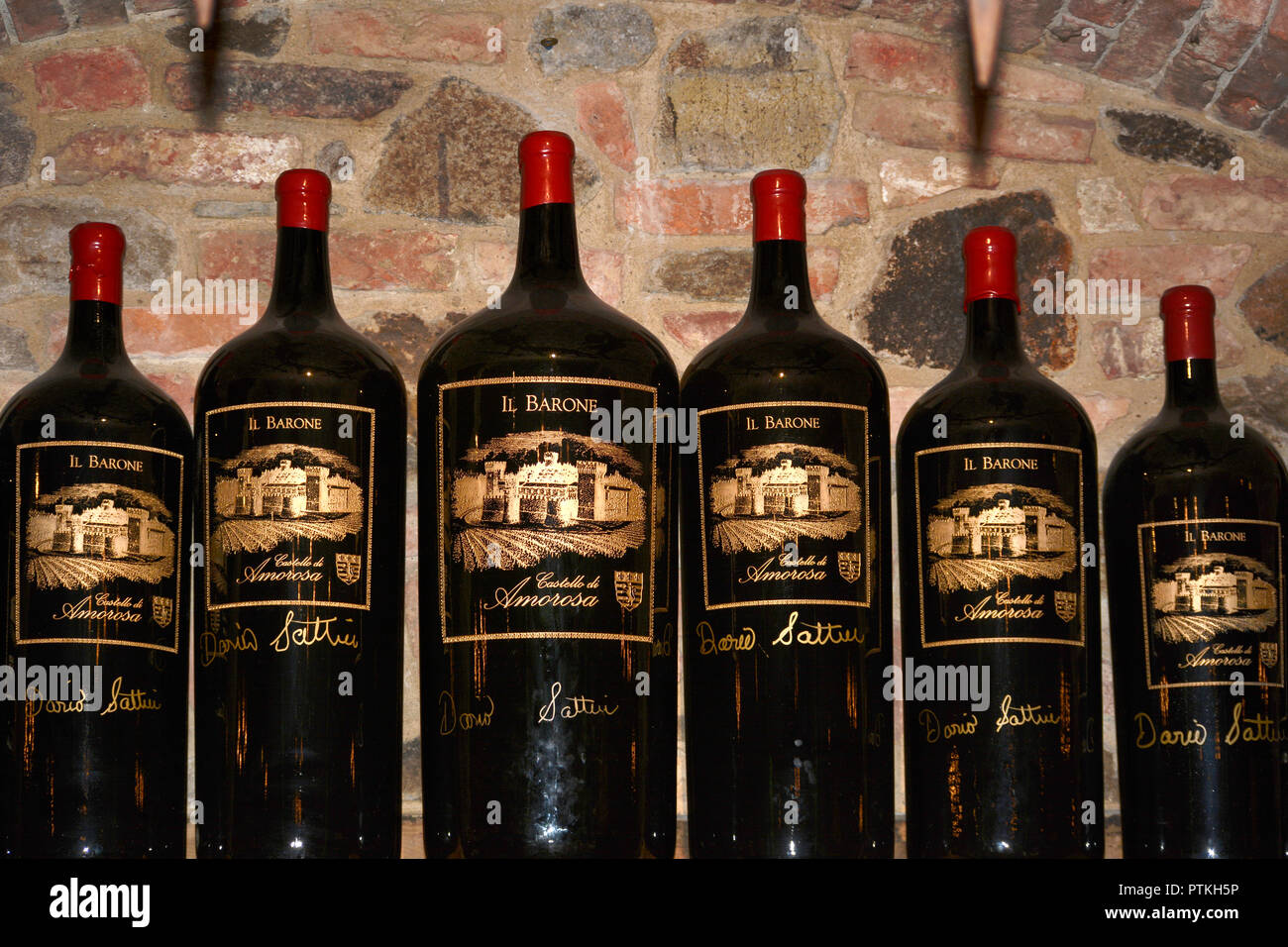 Bottles of wine in the tasting room at Castello di Amorosa winery