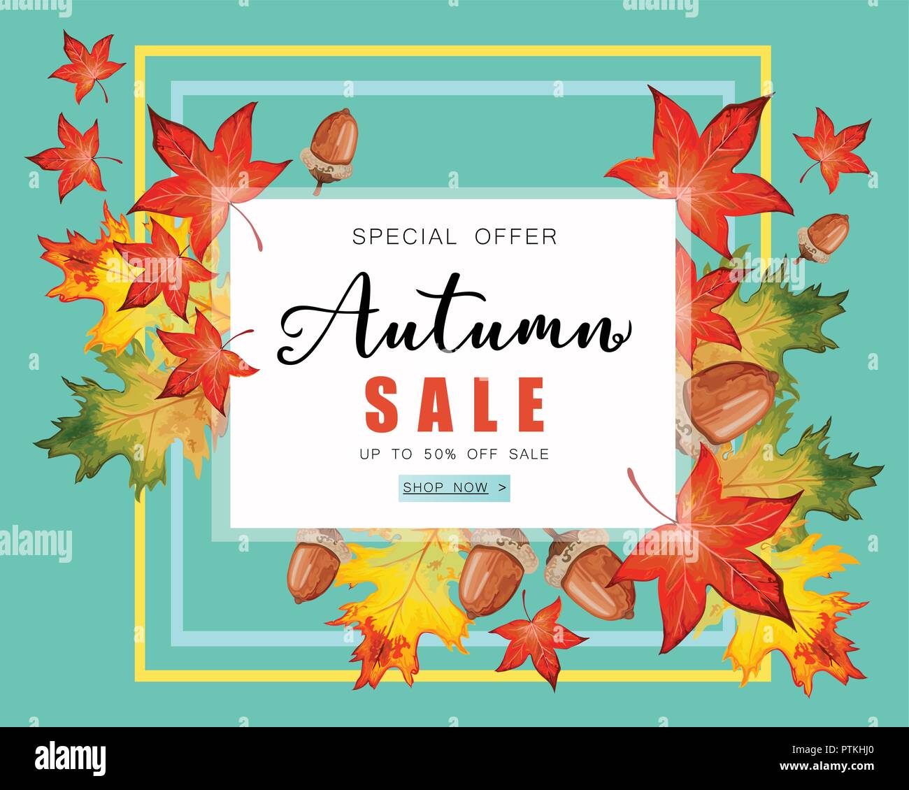 banner for autumn sale with fall leaves stock vector art