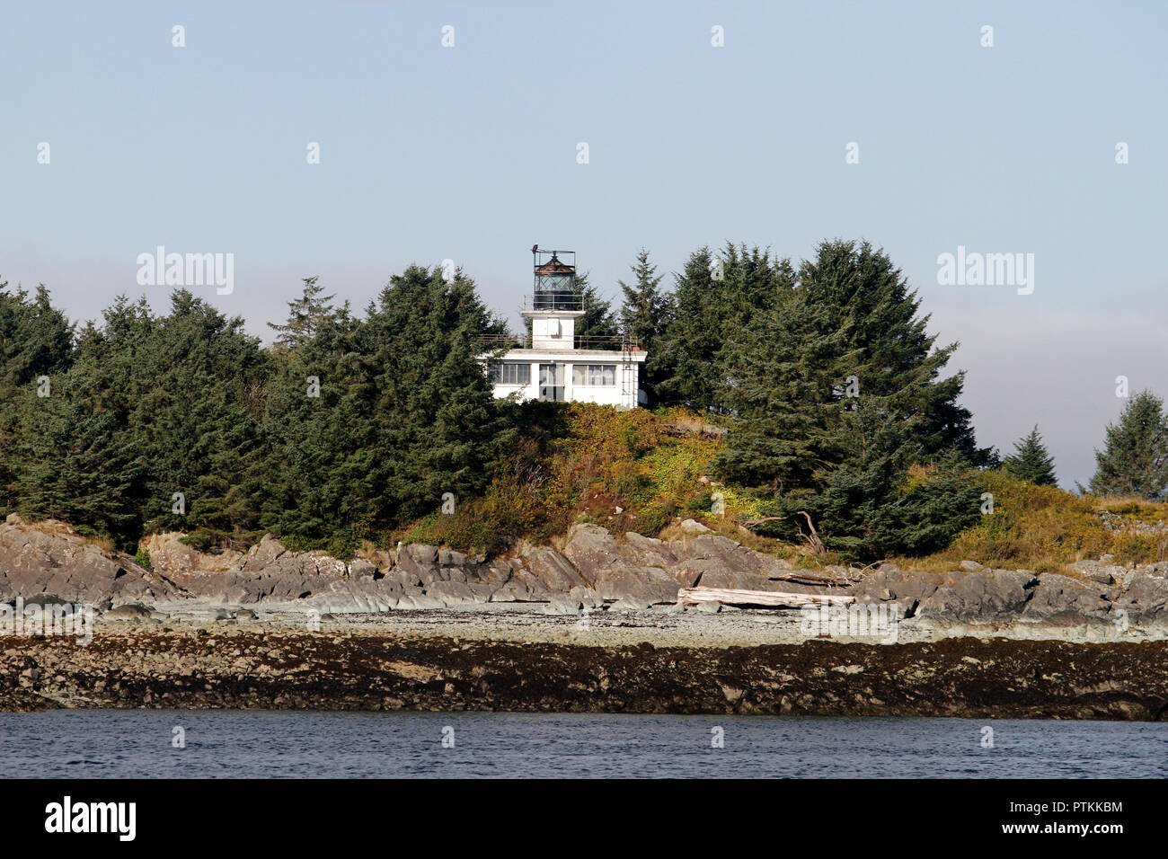 Guard Island Lighthouse near Ketchikan, Alaska Stock Photo