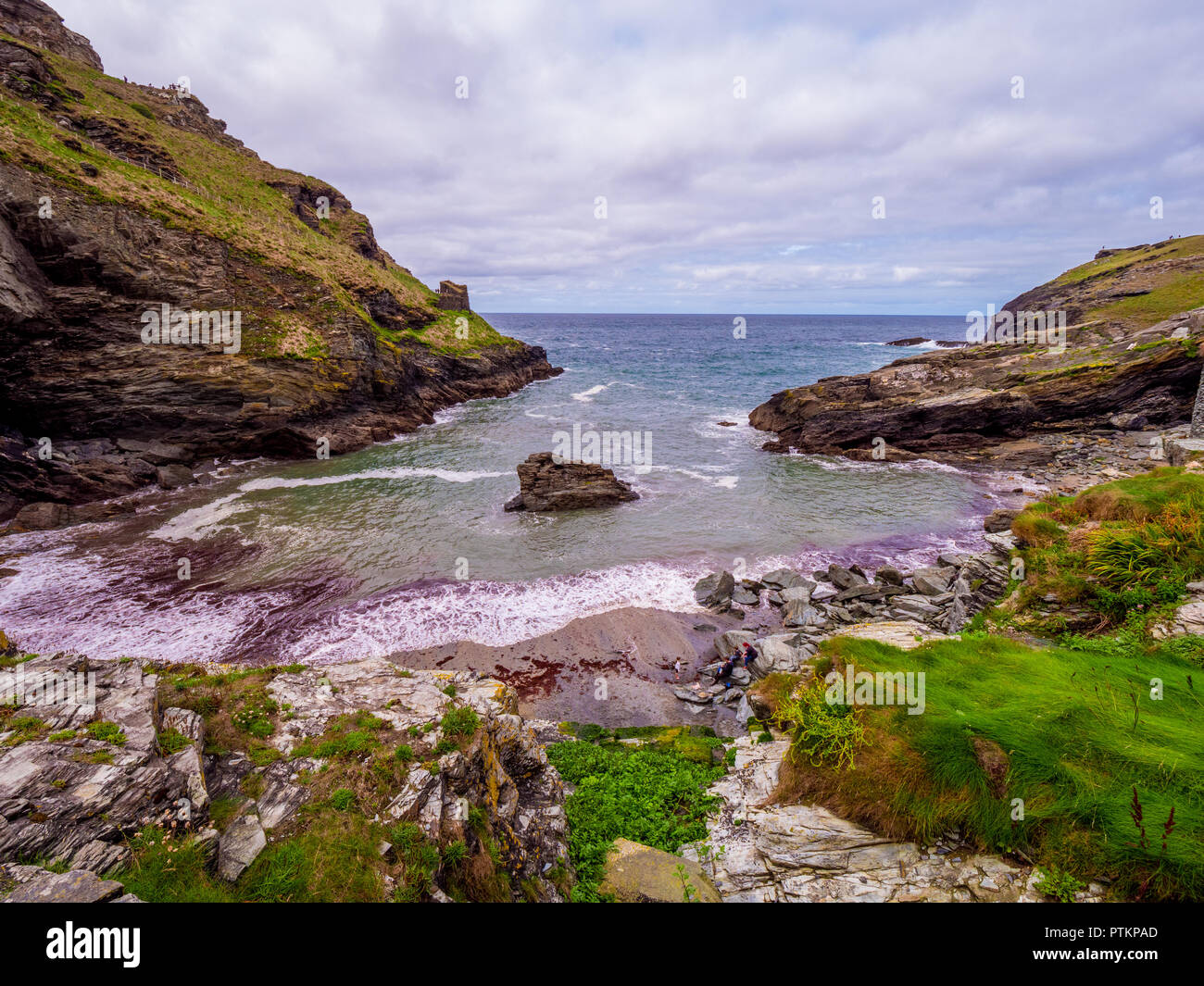 The Cove of Tintagel in Cornwall a popular landmark at Tintagel