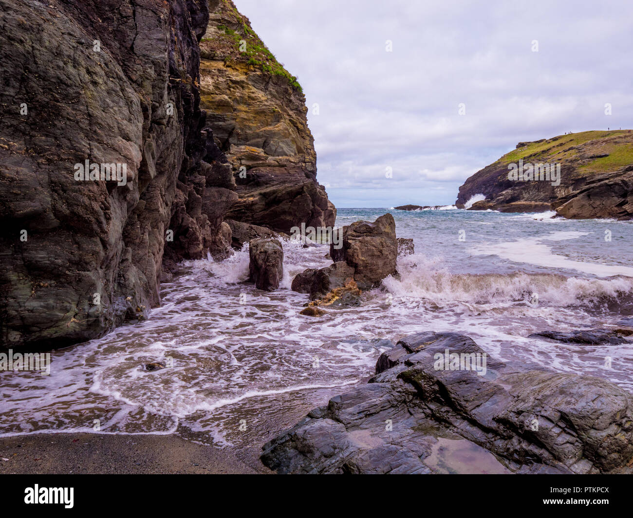 The Cove of Tintagel in Cornwall a popular landmark at Tintagel