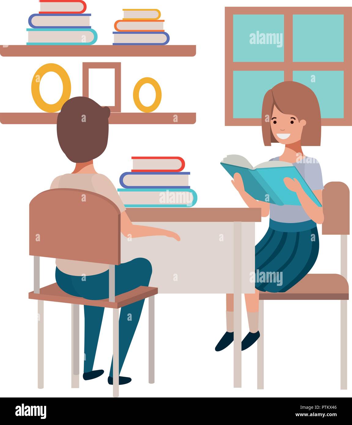 young students sitting in school desk Stock Vector Image & Art Alamy