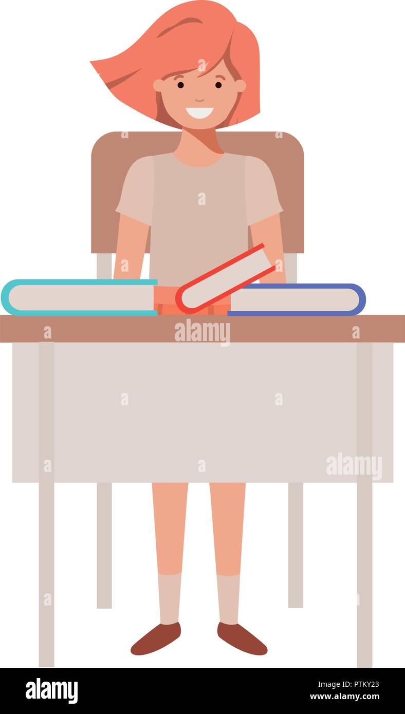 young student girl standing in school desk Stock Vector Image & Art - Alamy
