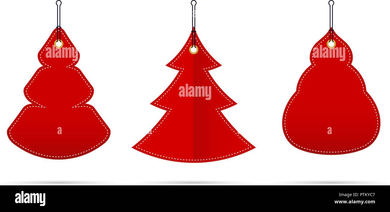 Vector Red Blank Sale s In The Form Of Christmas Trees Of Different Shapes Merry Christmas Happy New Year Design Elements For Creating Postcards Stock Vector Image Art Alamy