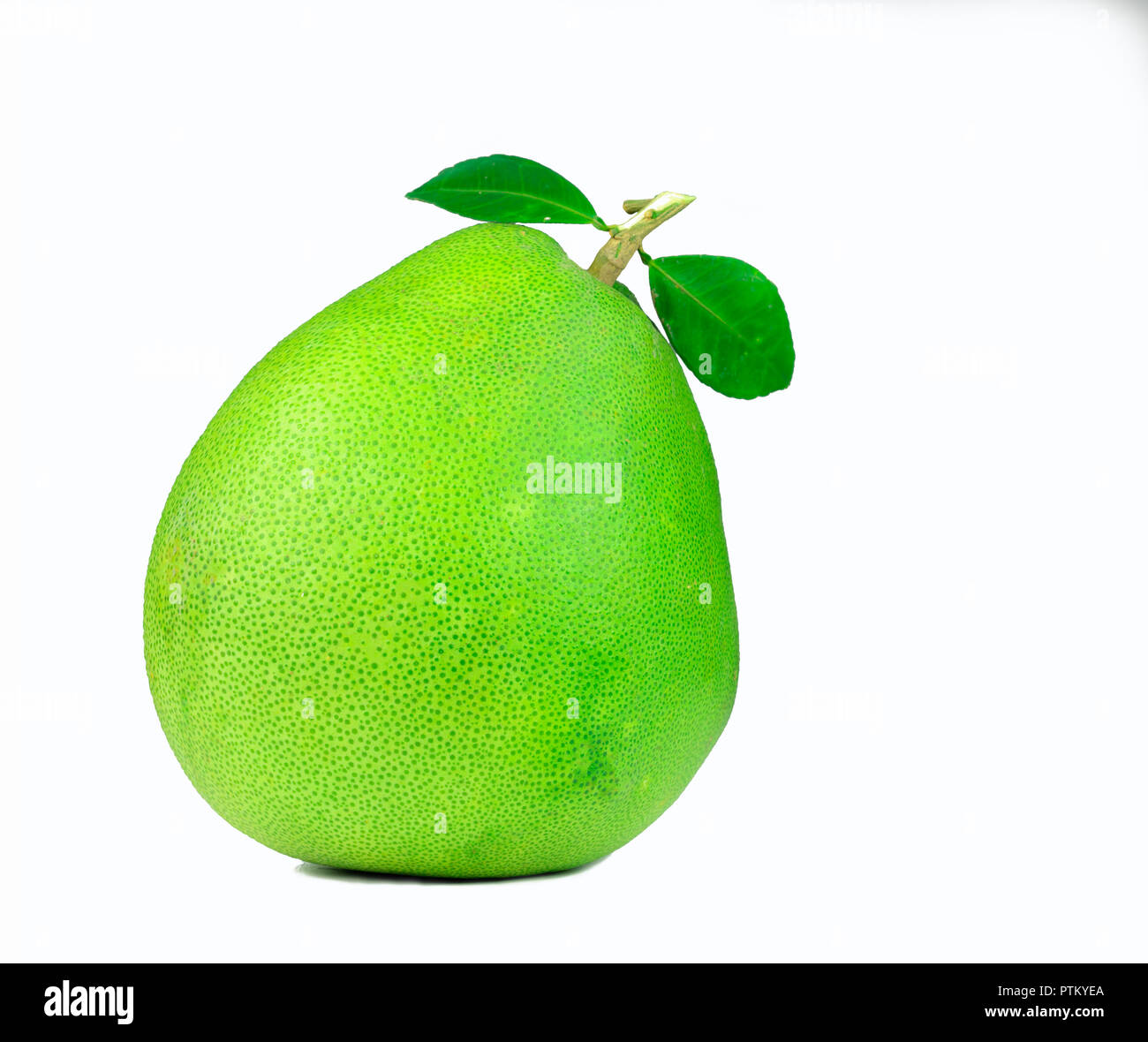 Pomelo with leaves isolated on white background. Tropical fruit. Natural source of vitamin C and