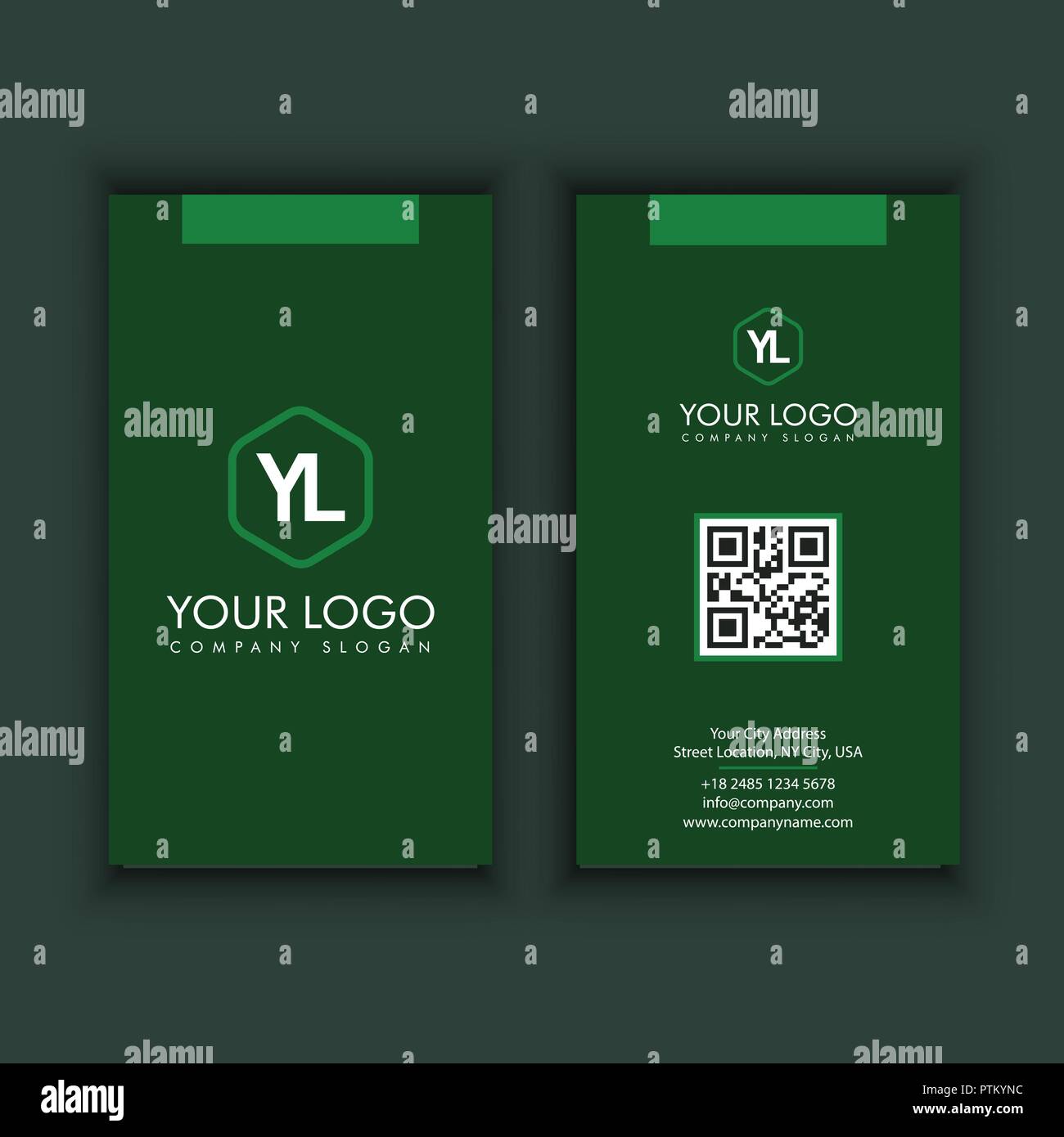 vertical Modern Creative and Clean Business Card Template with green ...